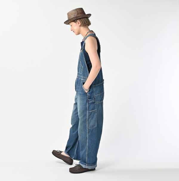 45R Indigo Mugihiko Denim Overall Distressed