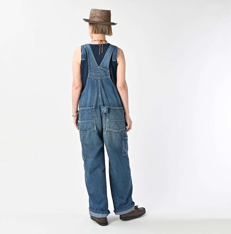 45R Indigo Mugihiko Denim Overall Distressed