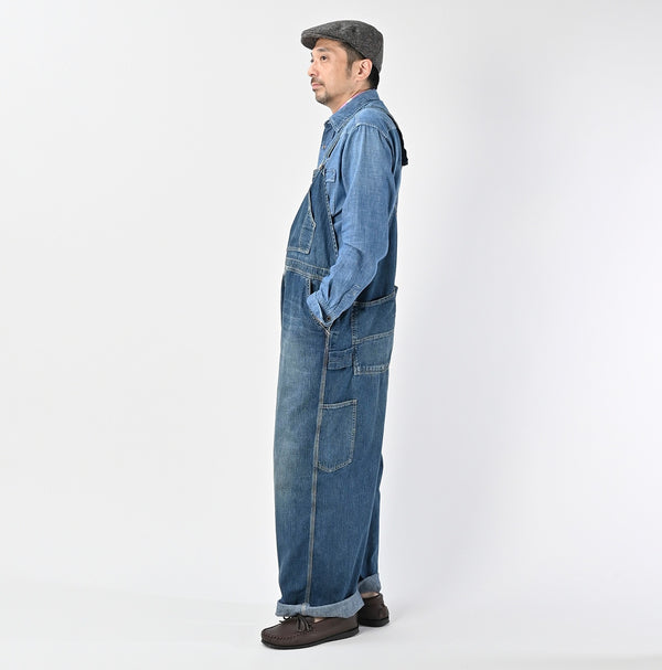 45R Indigo Mugihiko Denim Overall Distressed