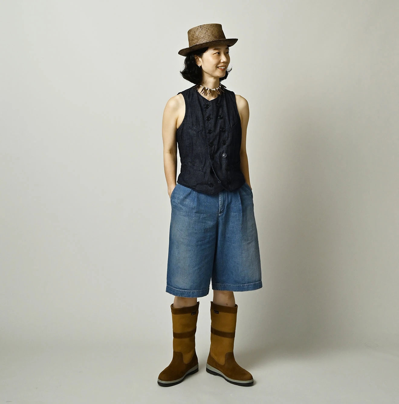 45R Mugi Denim Lucy Bermuda Pants Distressed - Image 2