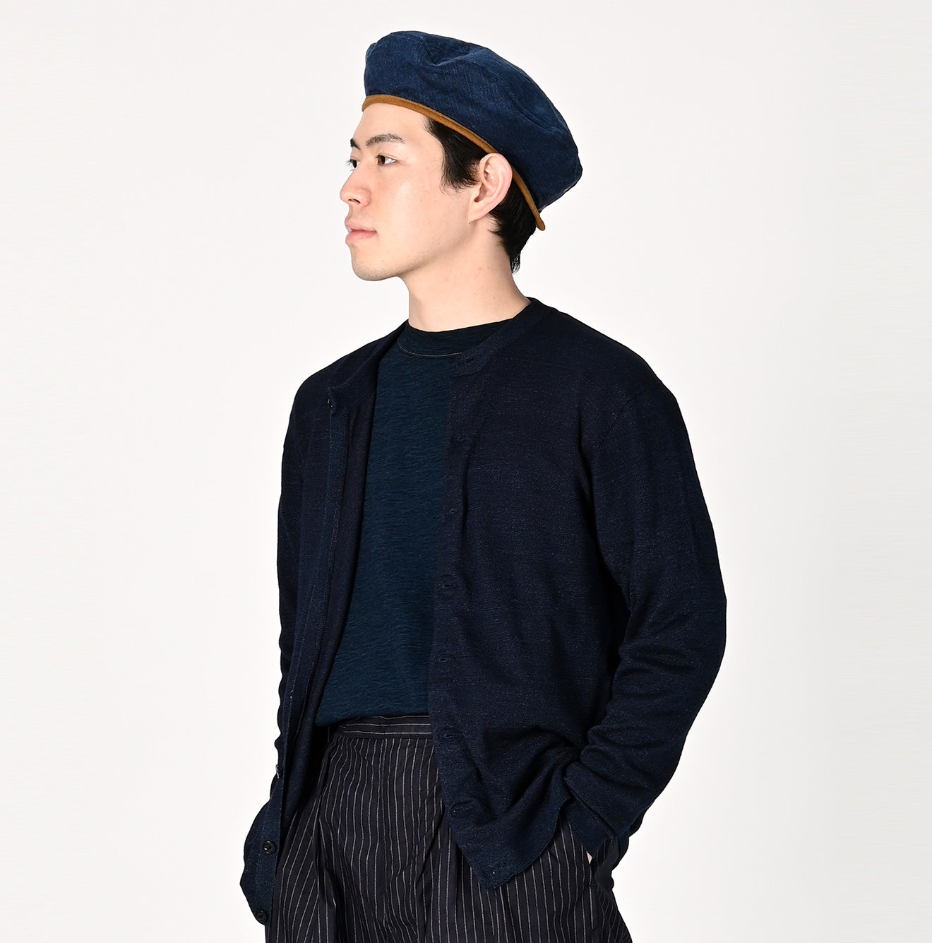 45R Indigo Super Gauze Wholegarment 908 Cardigan