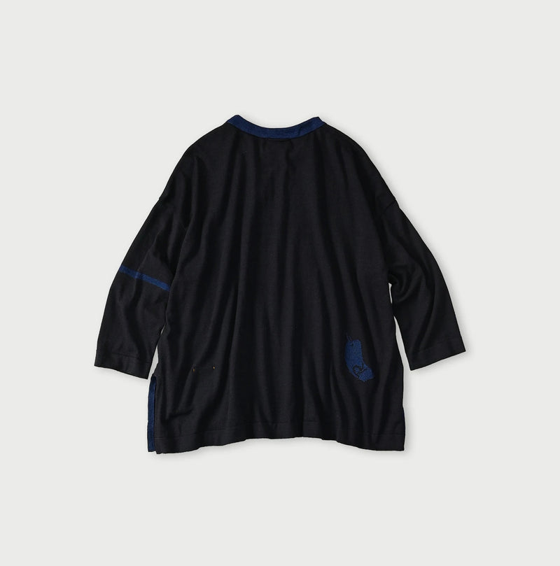45R Indigo Jacquard Knit-sew 908 Big Slit Hiko - Image 15