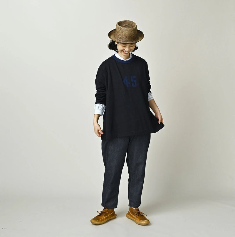 45R Indigo Jacquard Knit-sew 908 Big Slit Hiko - Image 2