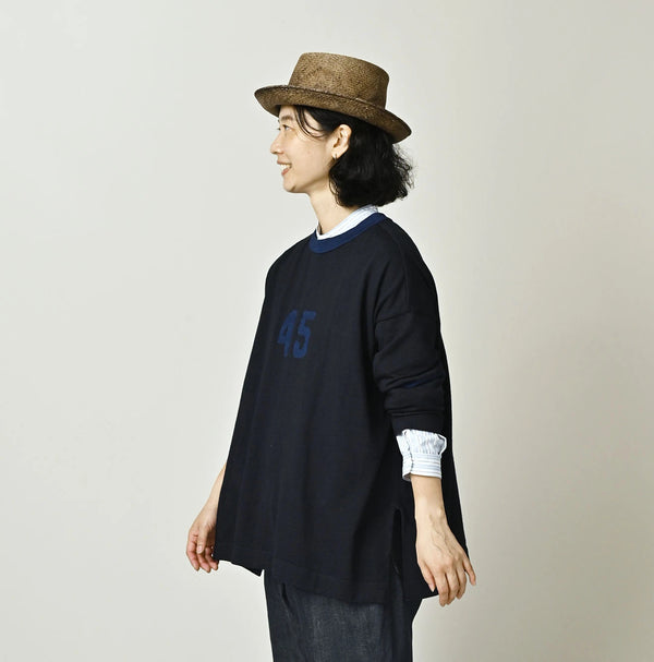 45R Indigo Jacquard Knit-sew 908 Big Slit Hiko