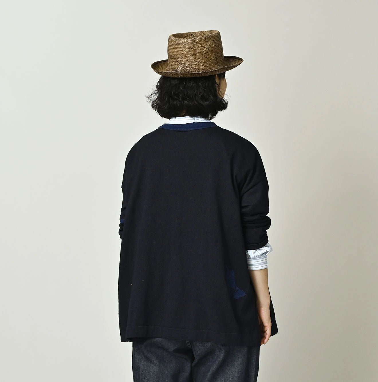 45R Indigo Jacquard Knit-sew 908 Big Slit Hiko - Image 6
