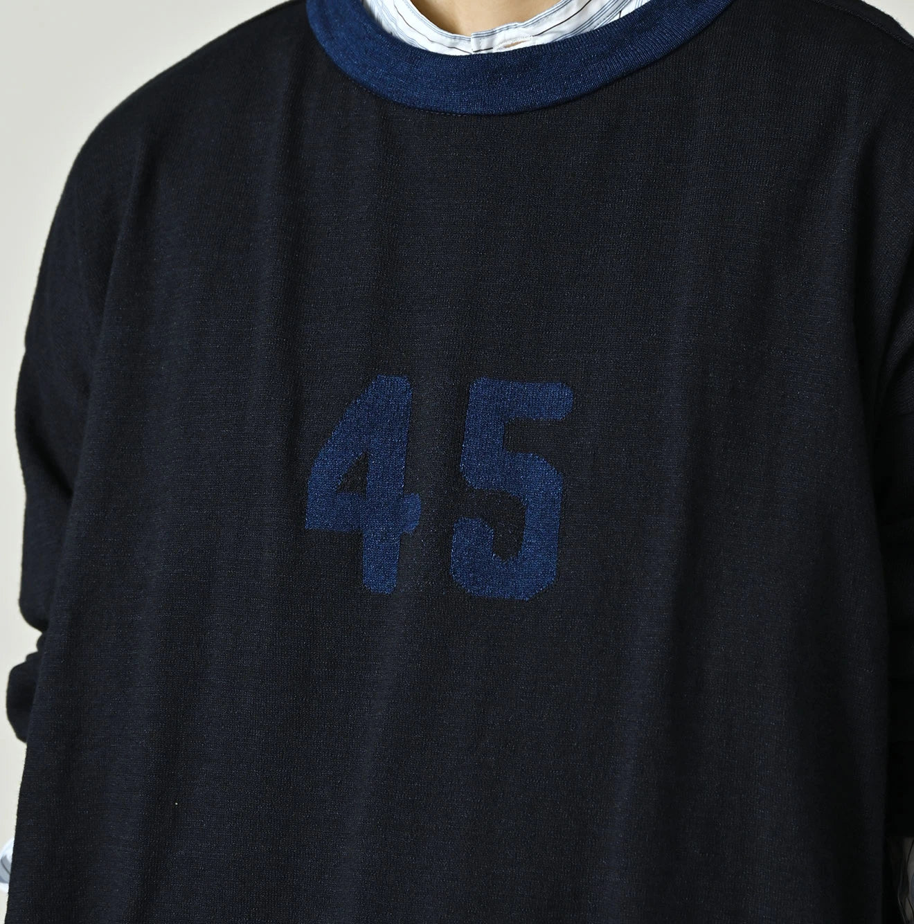 45R Indigo Jacquard Knit-sew 908 Big Slit Hiko - Image 11