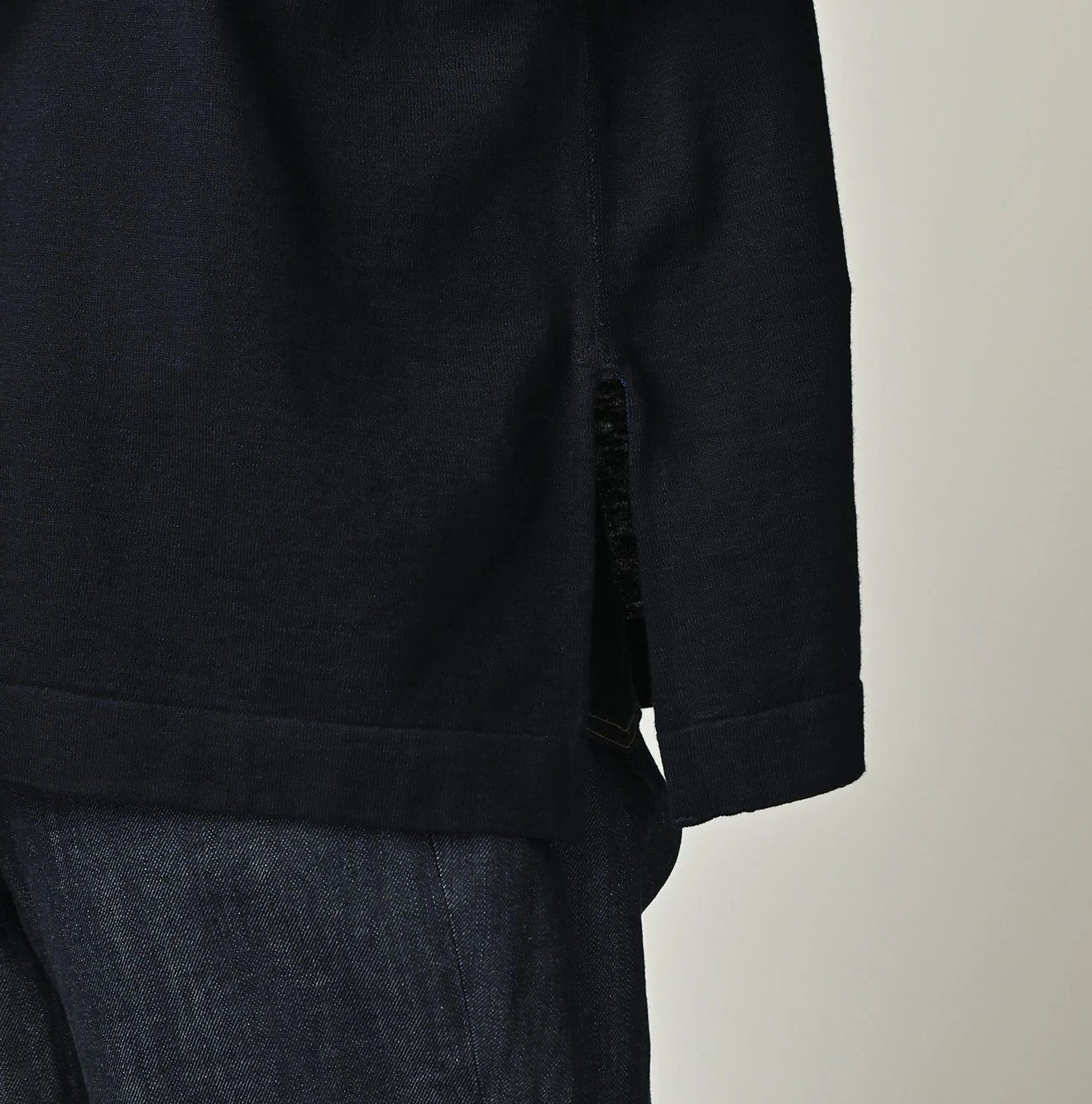 45R Indigo Jacquard Knit-sew 908 Big Slit Hiko - Image 12