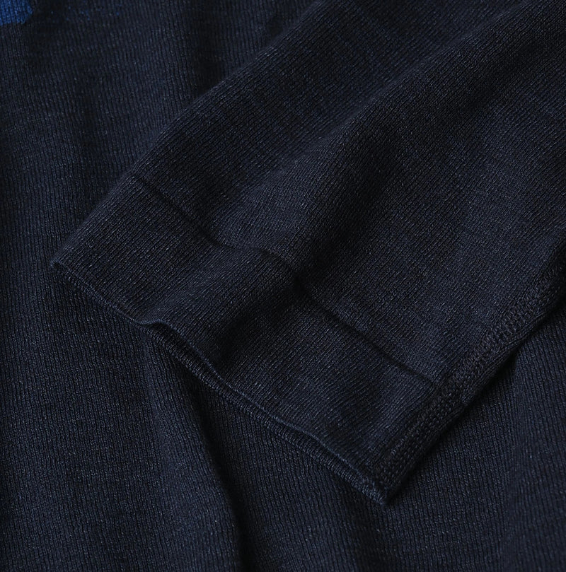 45R Indigo Jacquard Knit-sew 908 Big Slit Hiko - Image 18