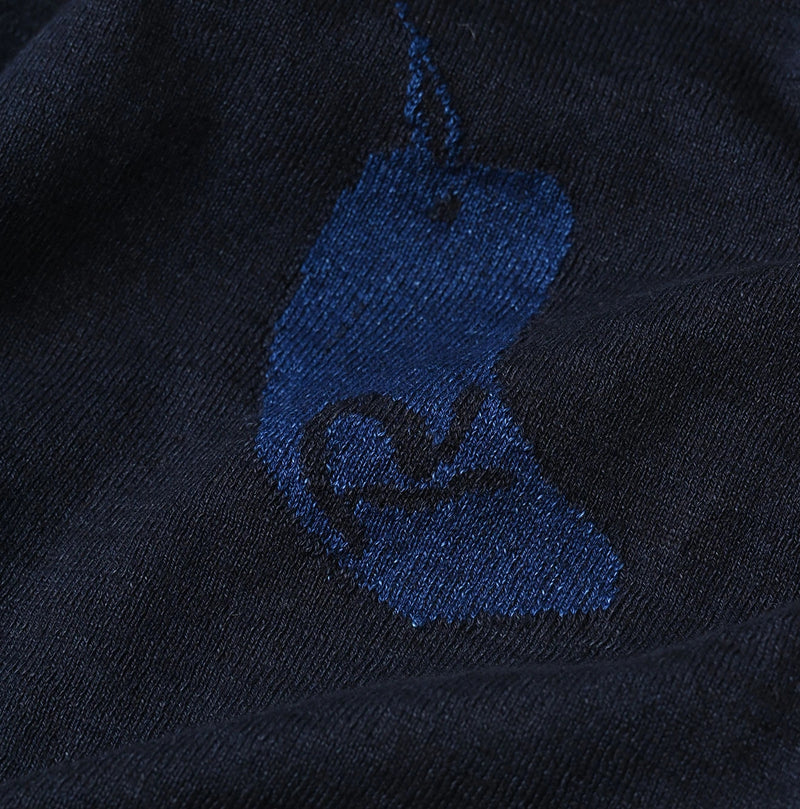 45R Indigo Jacquard Knit-sew 908 Big Slit Hiko - Image 21