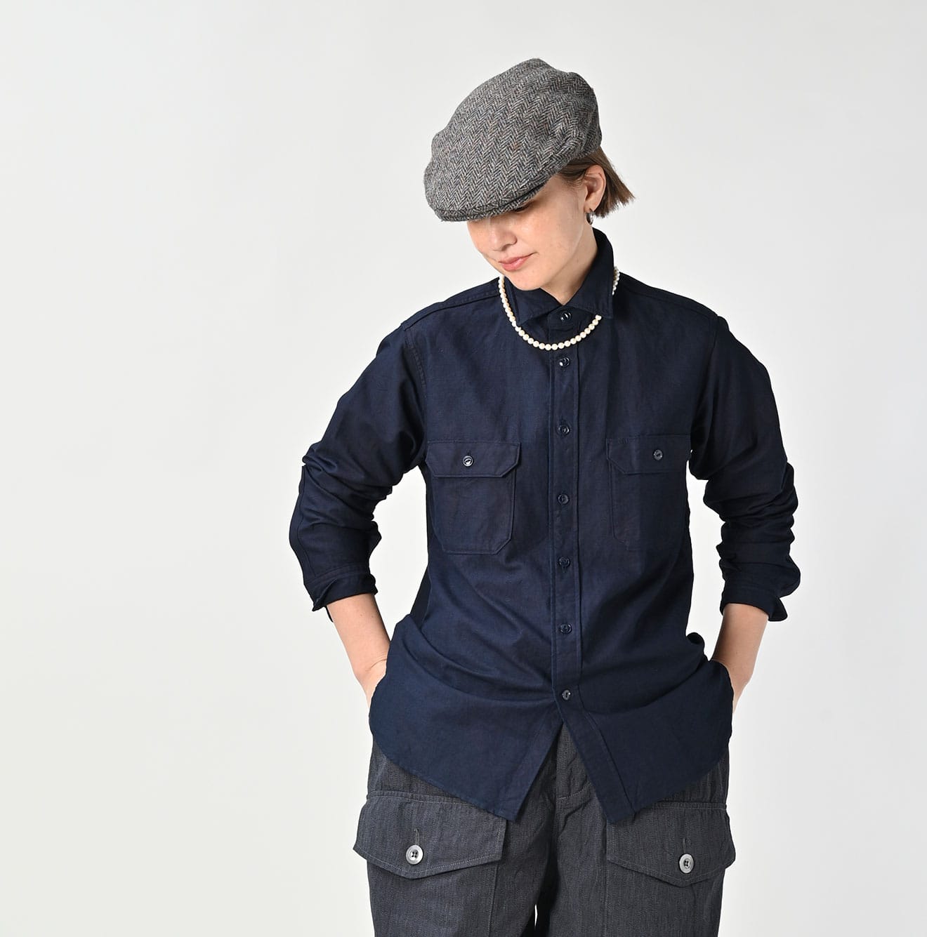 Indigo Supima Oxford 908 Military Shirt | 45R Official Online