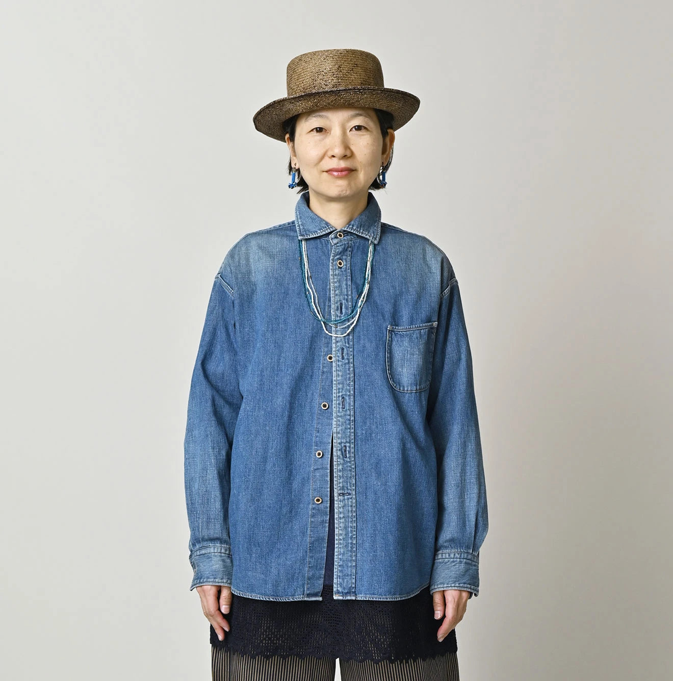 45R Komugi Denim 908 Wide Collar Shirt - Image 11