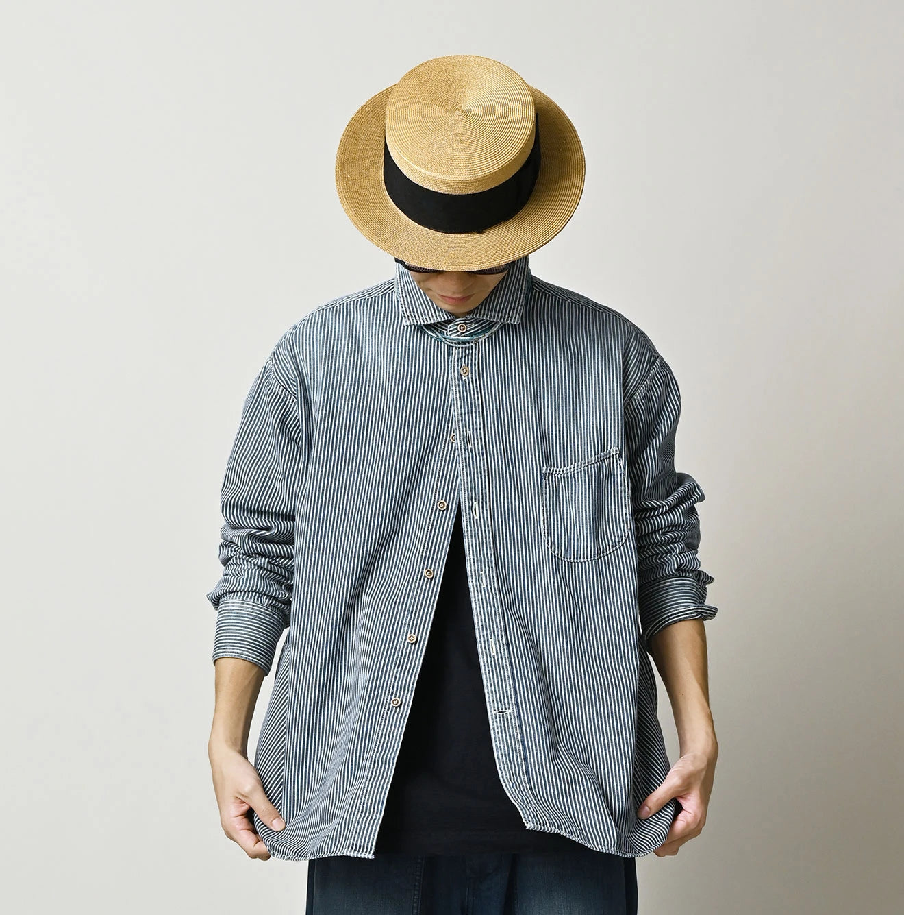 45R Komugi Denim 908 Wide Collar Shirt - Image 12