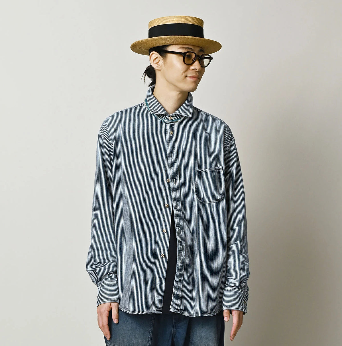 45R Komugi Denim 908 Wide Collar Shirt