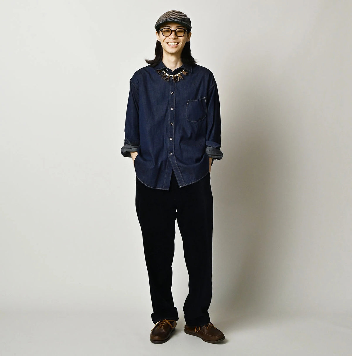 45R Komugi Denim 908 Wide Collar Shirt