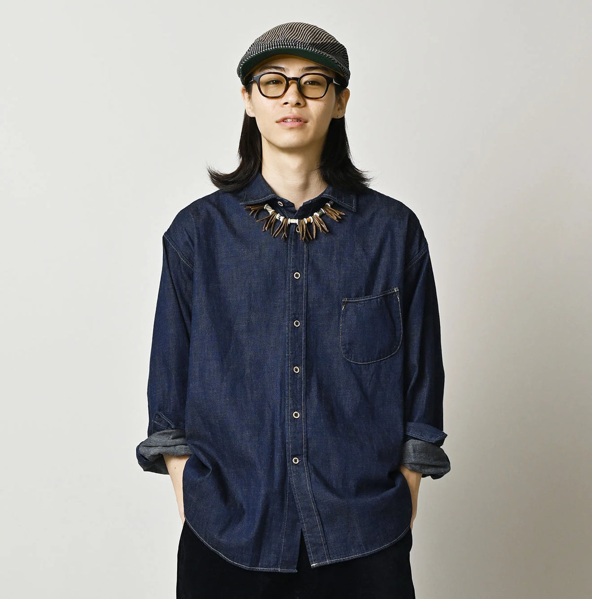 45R Komugi Denim 908 Wide Collar Shirt - Image 8