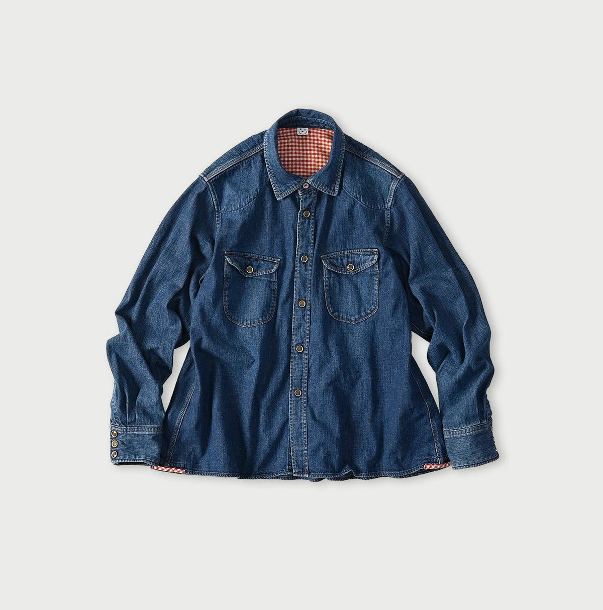 45R Komugi Denim Flare Eastern Blouse