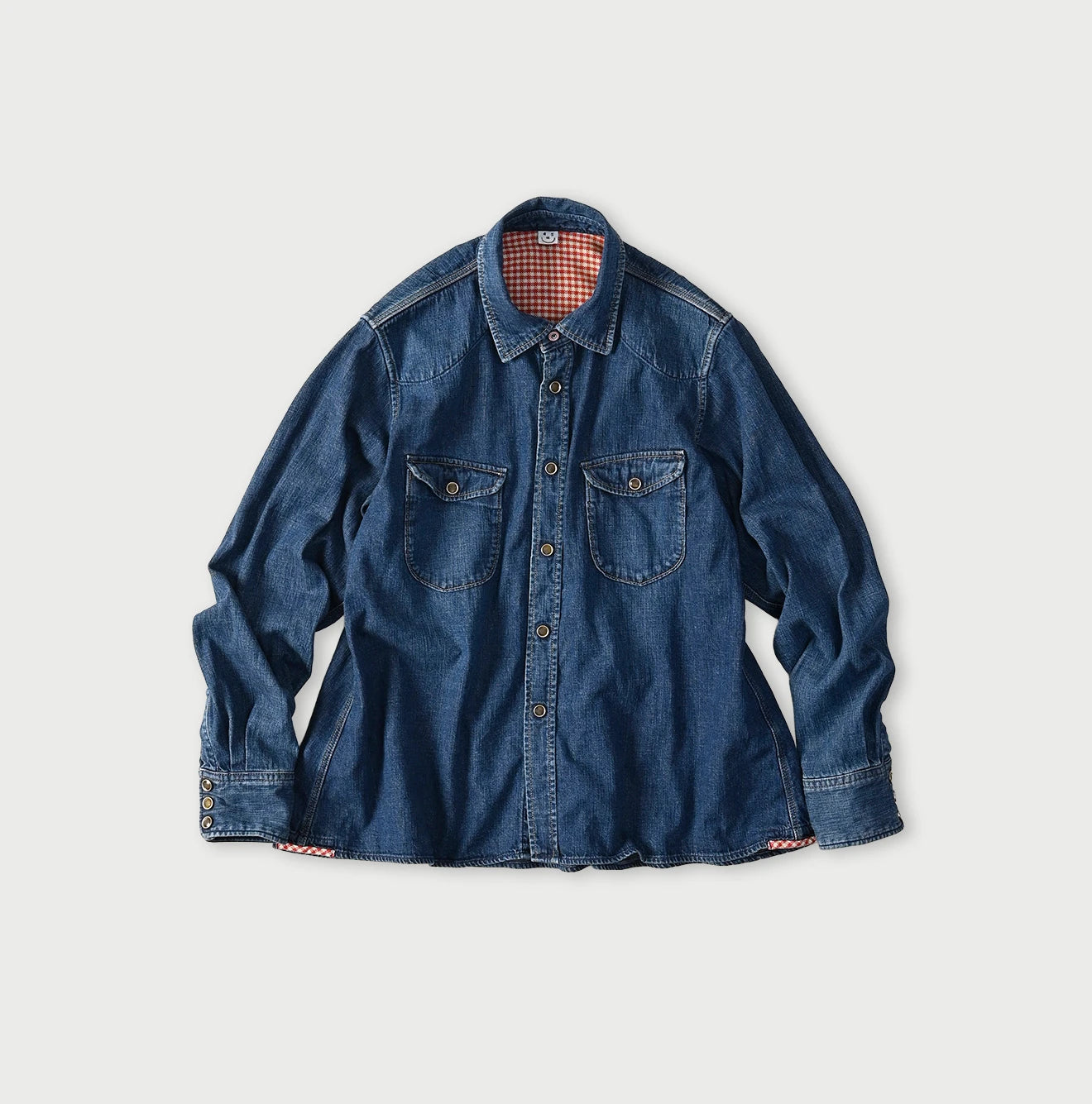 45R Komugi Denim Flare Eastern Blouse - Image 1