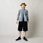 45R Komugi Denim Flare Eastern Blouse