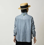 45R Komugi Denim Flare Eastern Blouse