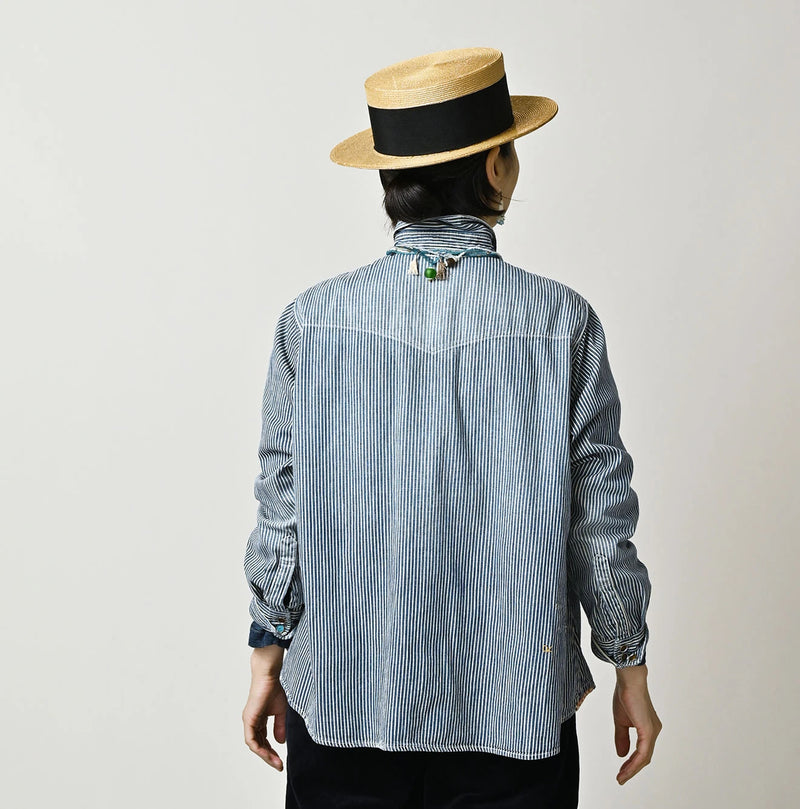 45R Komugi Denim Flare Eastern Blouse - Image 6
