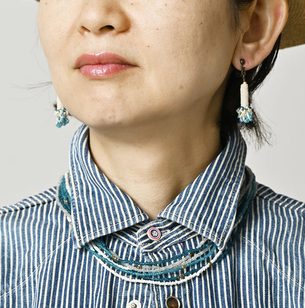 45R Komugi Denim Flare Eastern Blouse