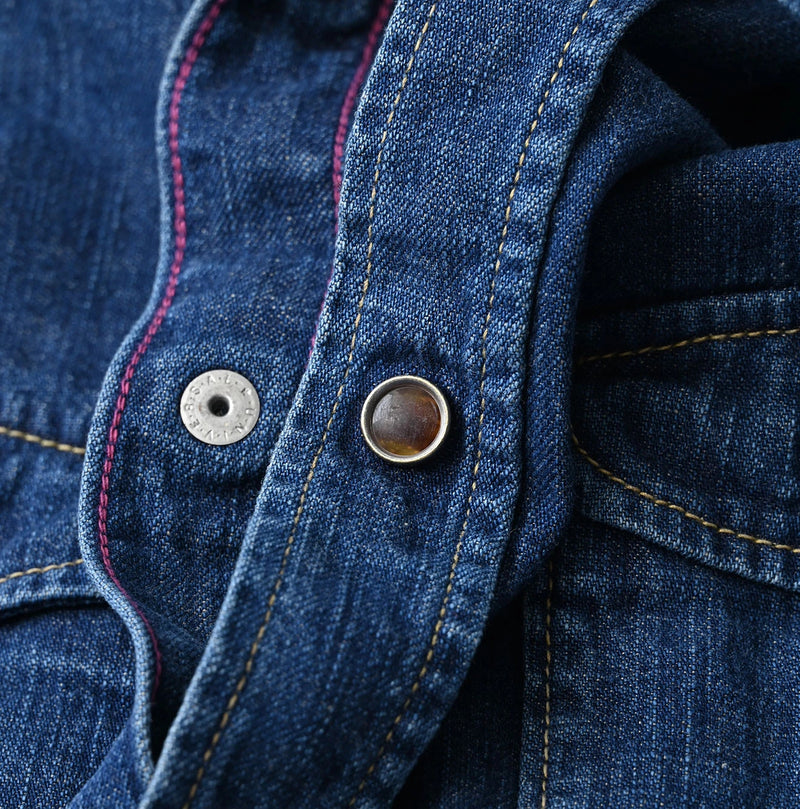 45R Komugi Denim Flare Eastern Blouse - Image 14