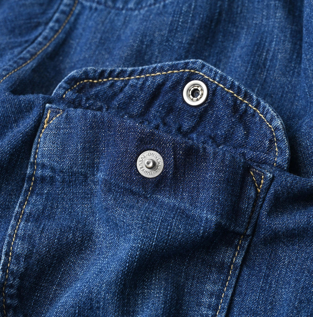 45R Komugi Denim Flare Eastern Blouse