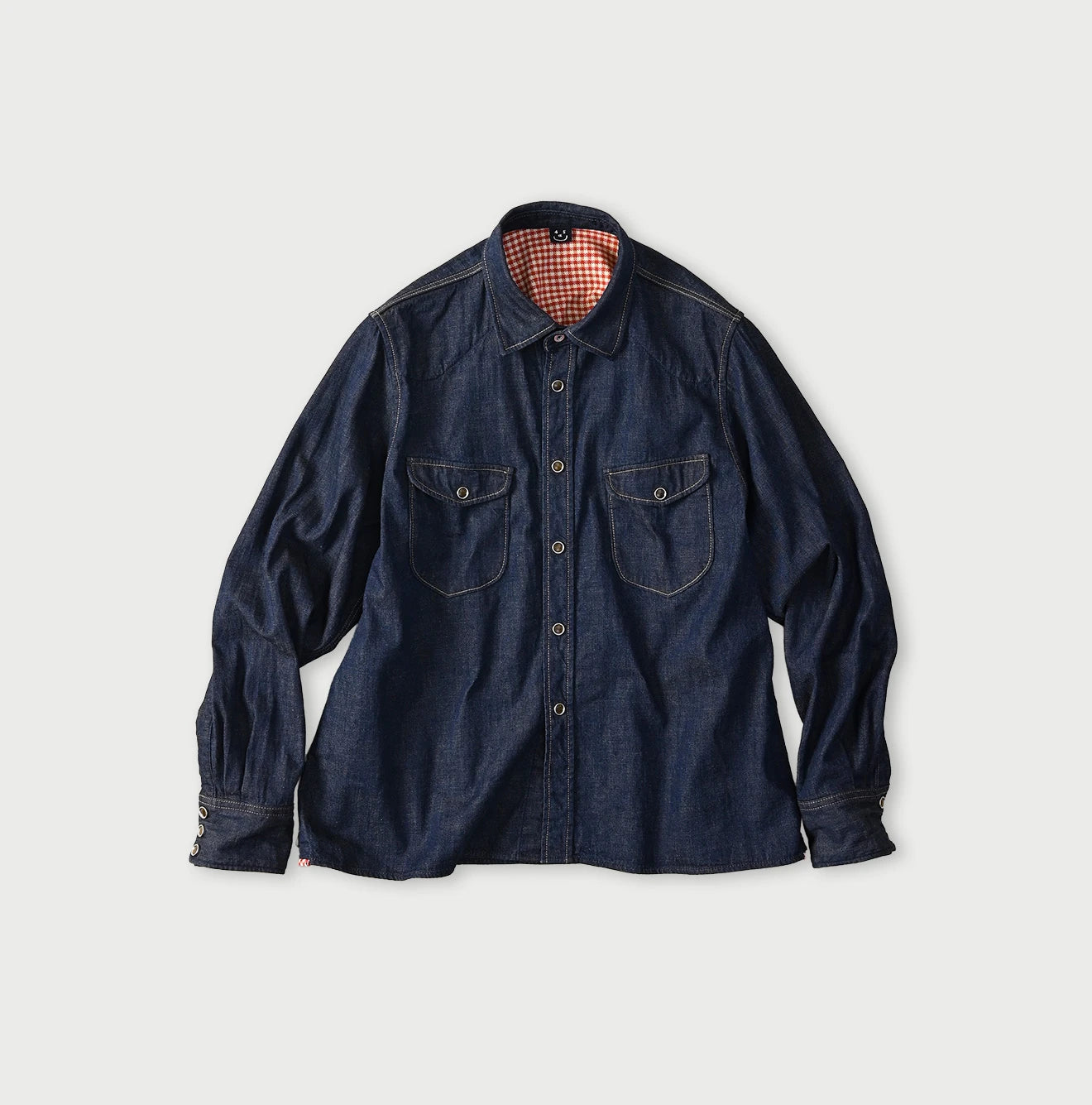 45R Komugi Denim Flare Eastern Blouse - Image 1