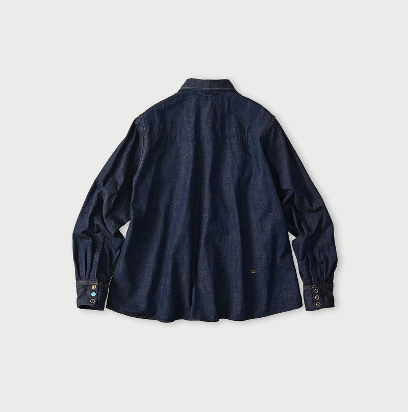 45R Komugi Denim Flare Eastern Blouse - Image 11