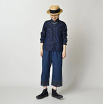 45R Komugi Denim Flare Eastern Blouse