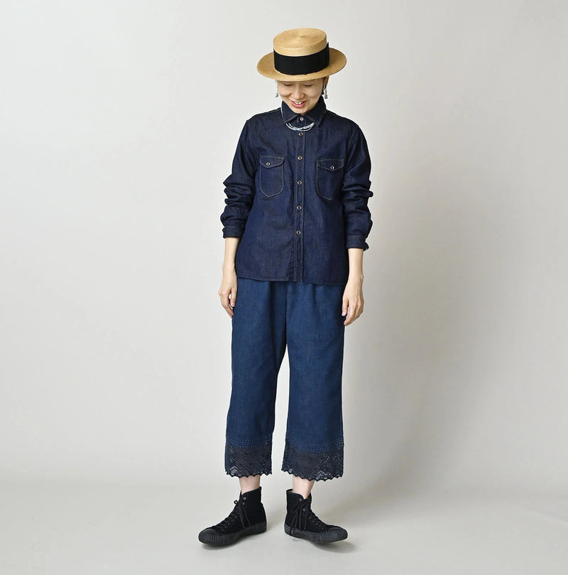 45R Komugi Denim Flare Eastern Blouse - Image 2