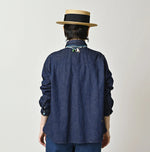 45R Komugi Denim Flare Eastern Blouse