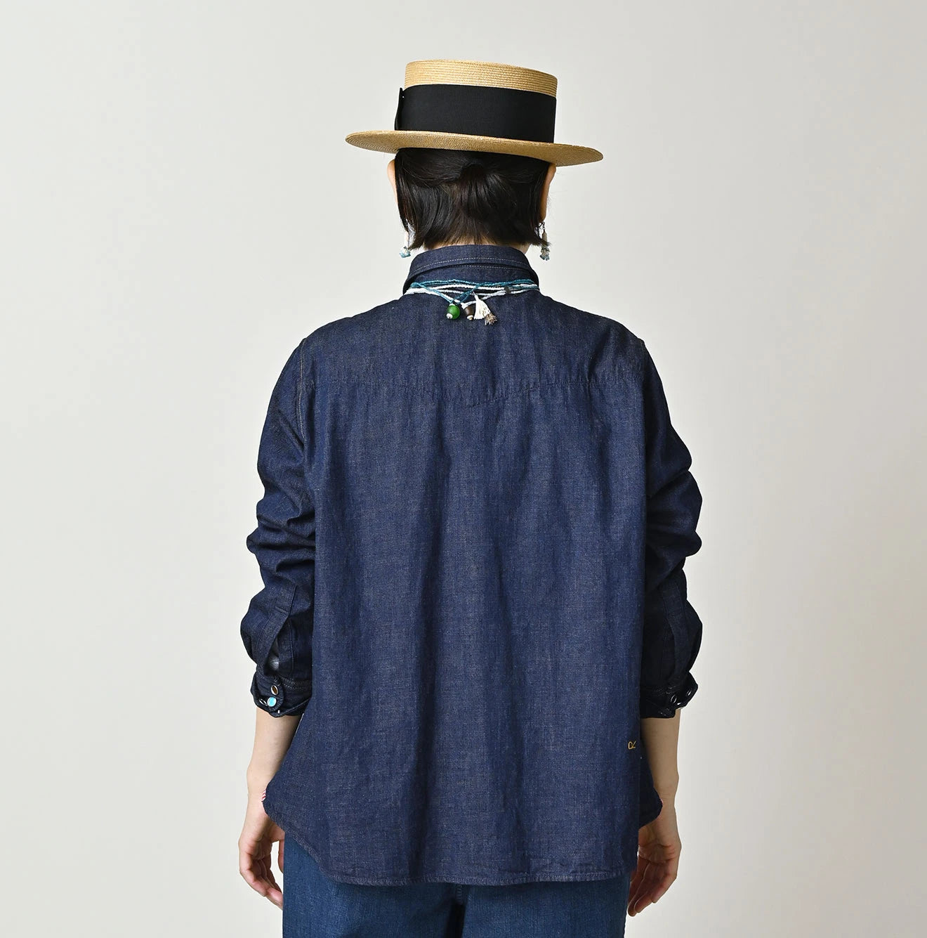 45R Komugi Denim Flare Eastern Blouse - Image 5