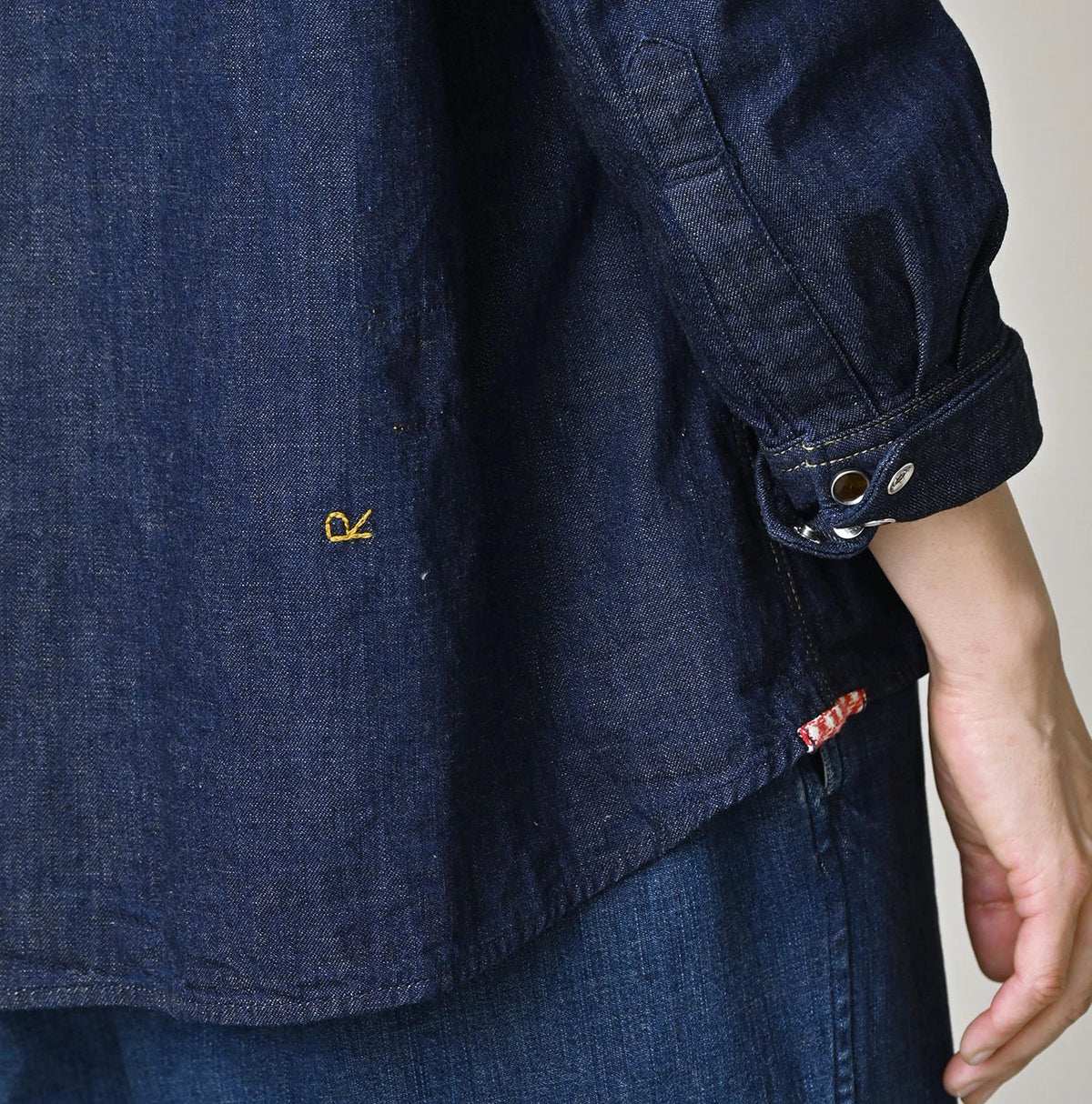 45R Komugi Denim Flare Eastern Blouse