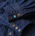 45R Komugi Denim Flare Eastern Blouse