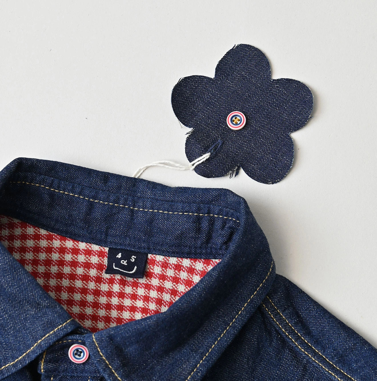 45R Komugi Denim Flare Eastern Blouse