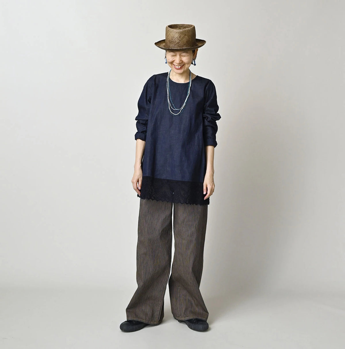 45R Komugi Denim Lace x Blouse
