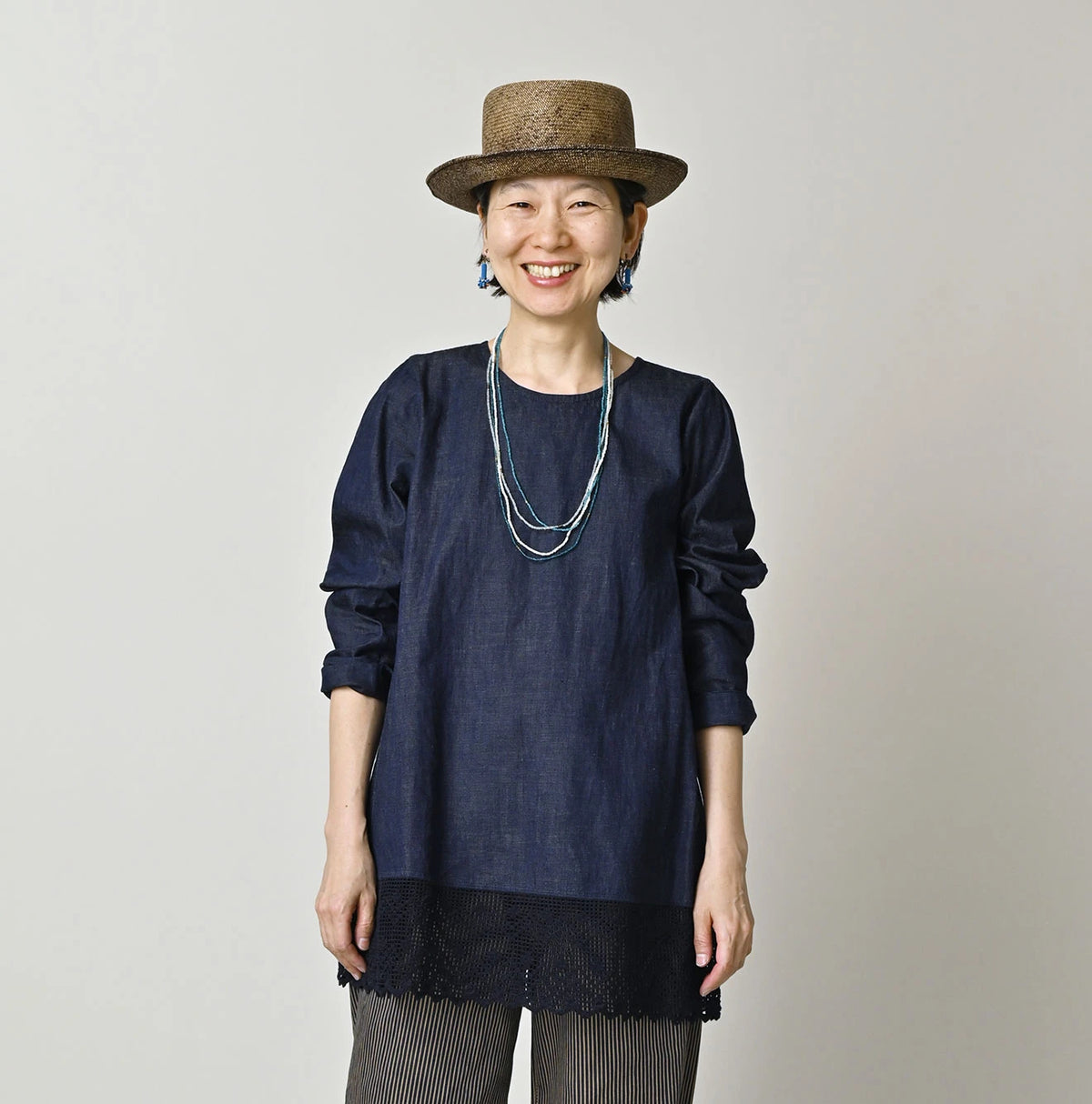 45R Komugi Denim Lace x Blouse