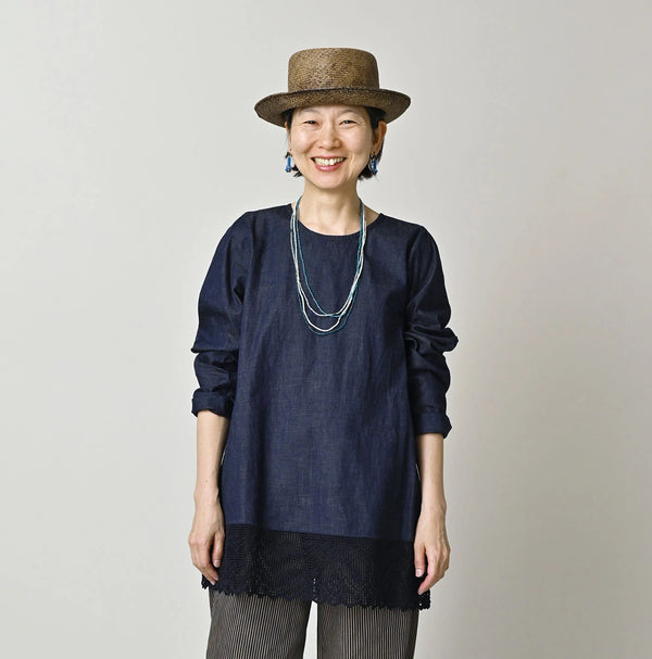 45R Komugi Denim Lace x Blouse