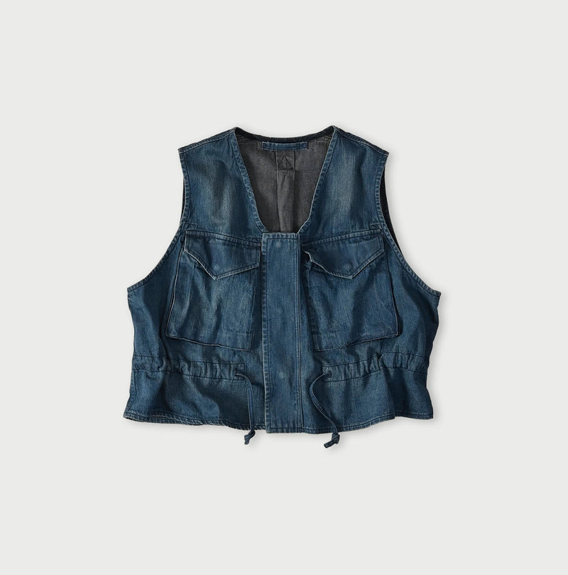 45R Light Mont Brown Denim Posh Vest Distressed - Image 1