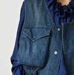45R Light Mont Brown Denim Posh Vest Distressed