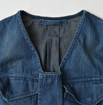 45R Light Mont Brown Denim Posh Vest Distressed