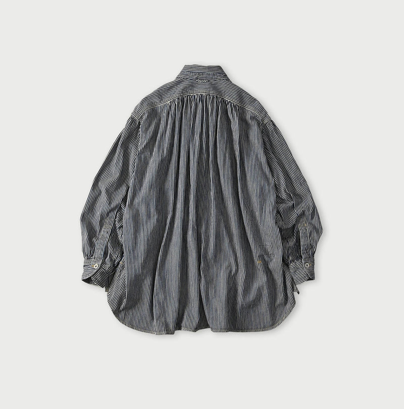 45R Indigo Hickory Komugi Denim Hechima Blouse (Distressed) - Image 12