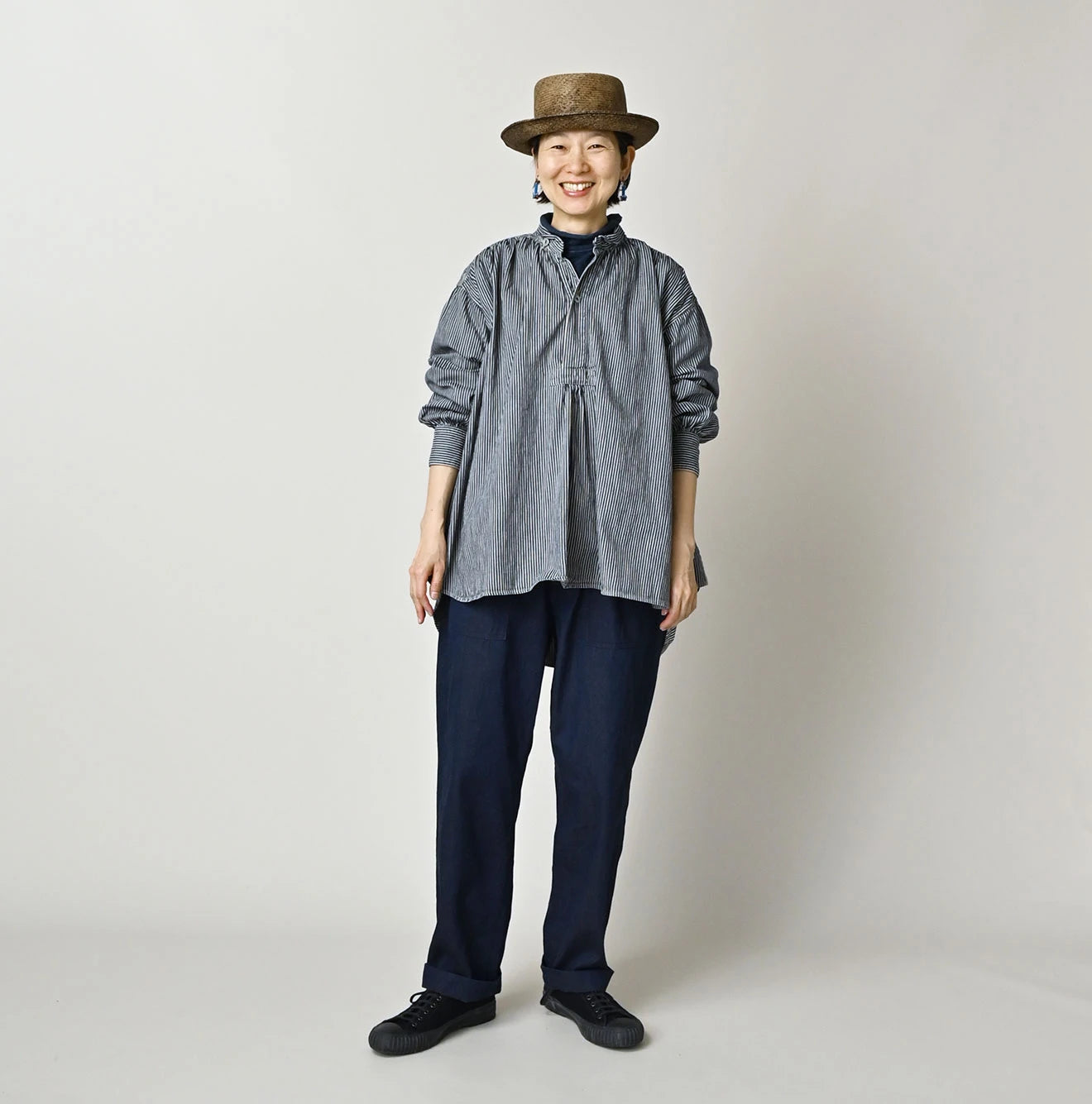 45R Indigo Hickory Komugi Denim Hechima Blouse (Distressed) - Image 2
