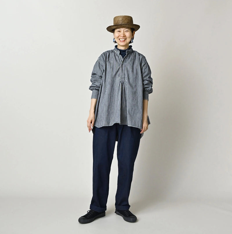 45R Indigo Hickory Komugi Denim Hechima Blouse (Distressed) - Image 2