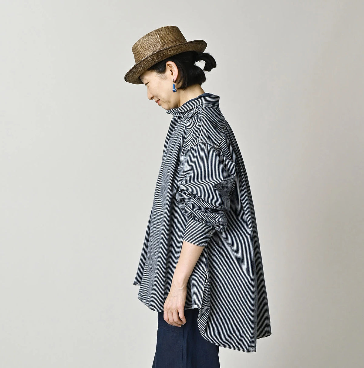 45R Indigo Hickory Komugi Denim Hechima Blouse (Distressed)