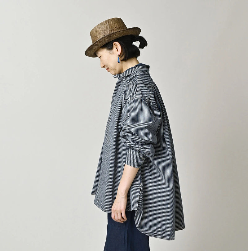 45R Indigo Hickory Komugi Denim Hechima Blouse (Distressed) - Image 4
