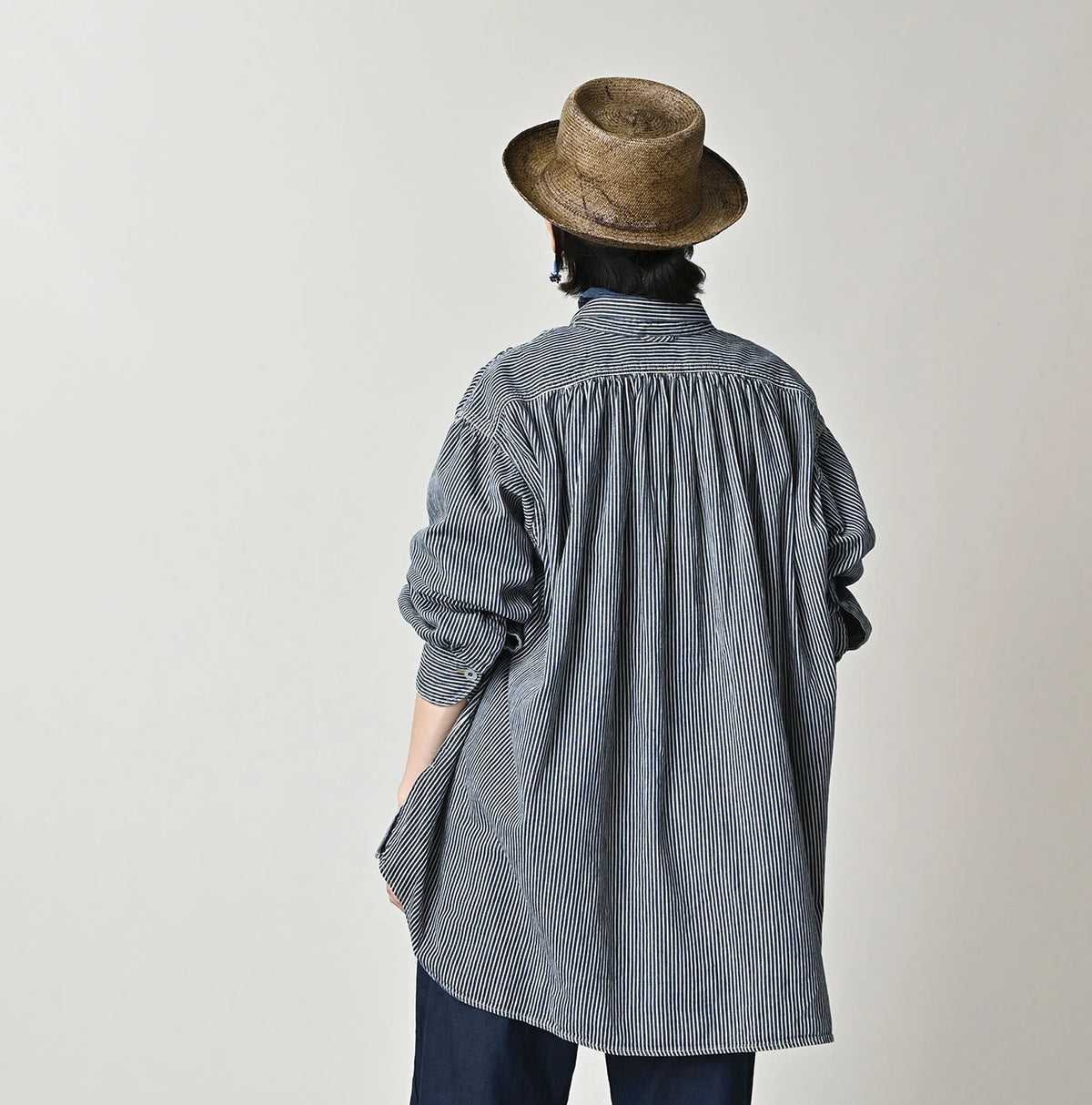 45R Indigo Hickory Komugi Denim Hechima Blouse (Distressed)