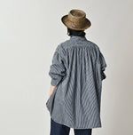 45R Indigo Hickory Komugi Denim Hechima Blouse (Distressed)