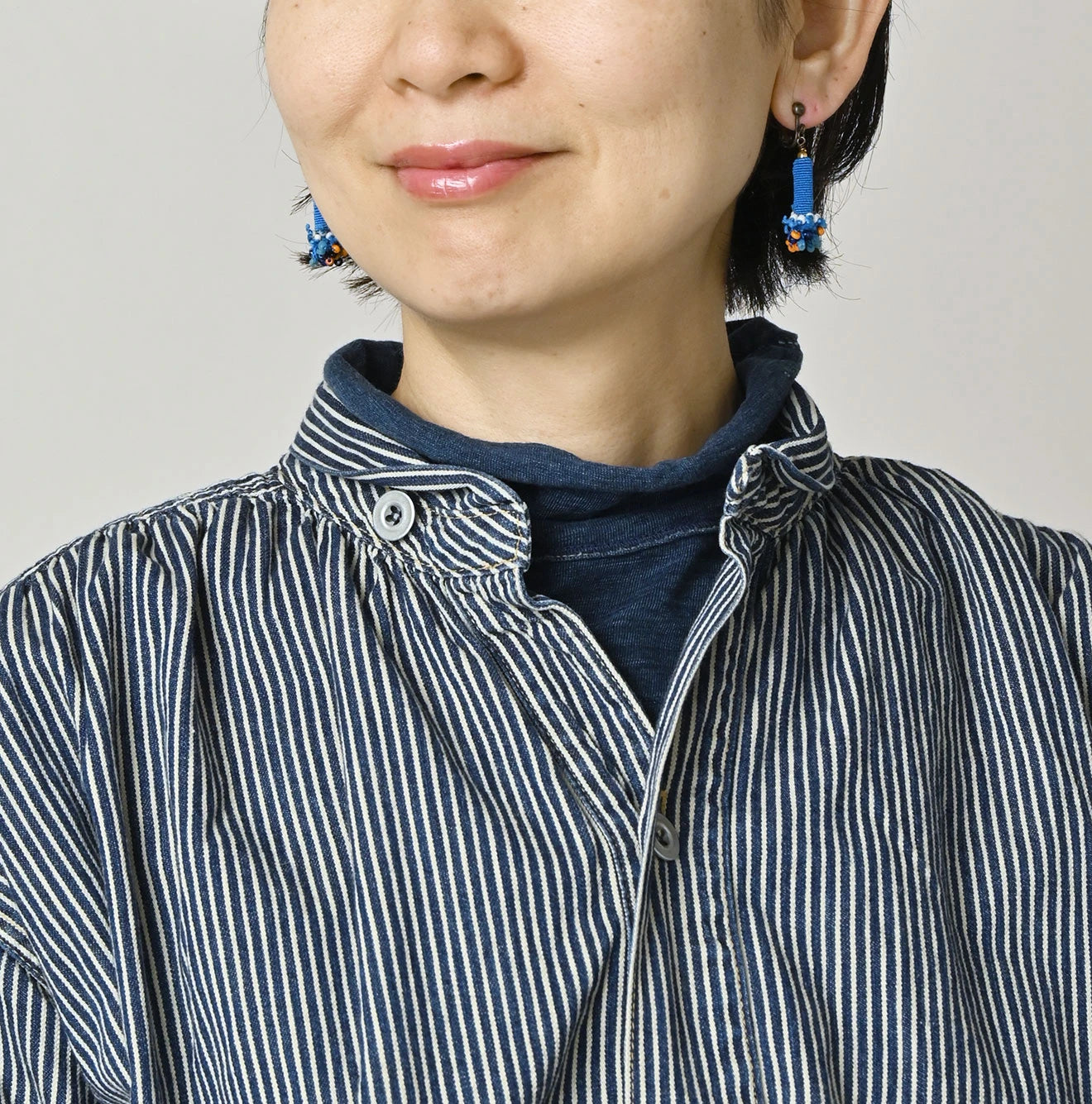45R Indigo Hickory Komugi Denim Hechima Blouse (Distressed) - Image 7